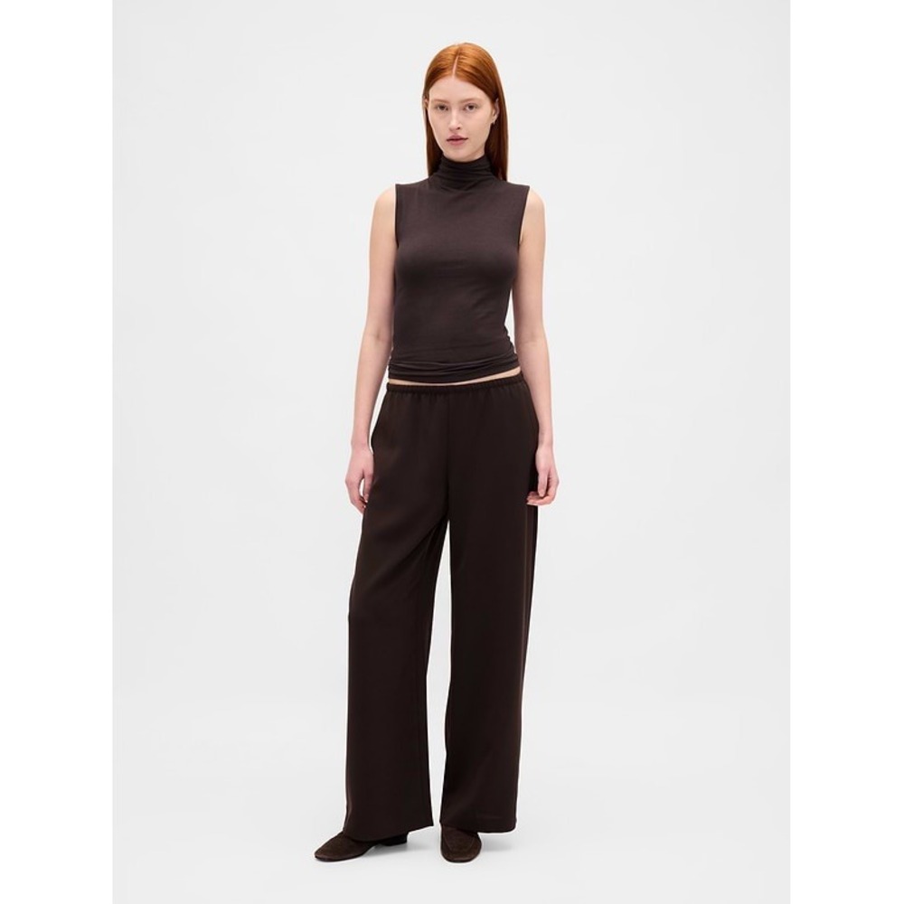 Gap Easy Wide-Leg Pants Terra Brown Drawstring Pull-On Size M